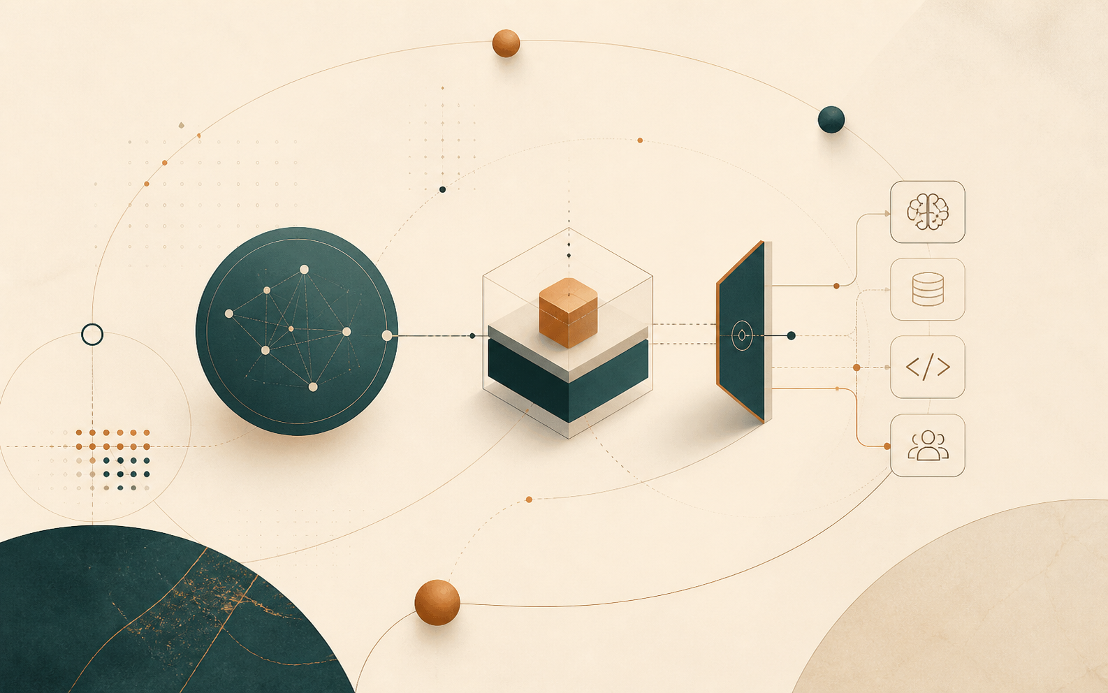 Abstract AI systems architecture diagram